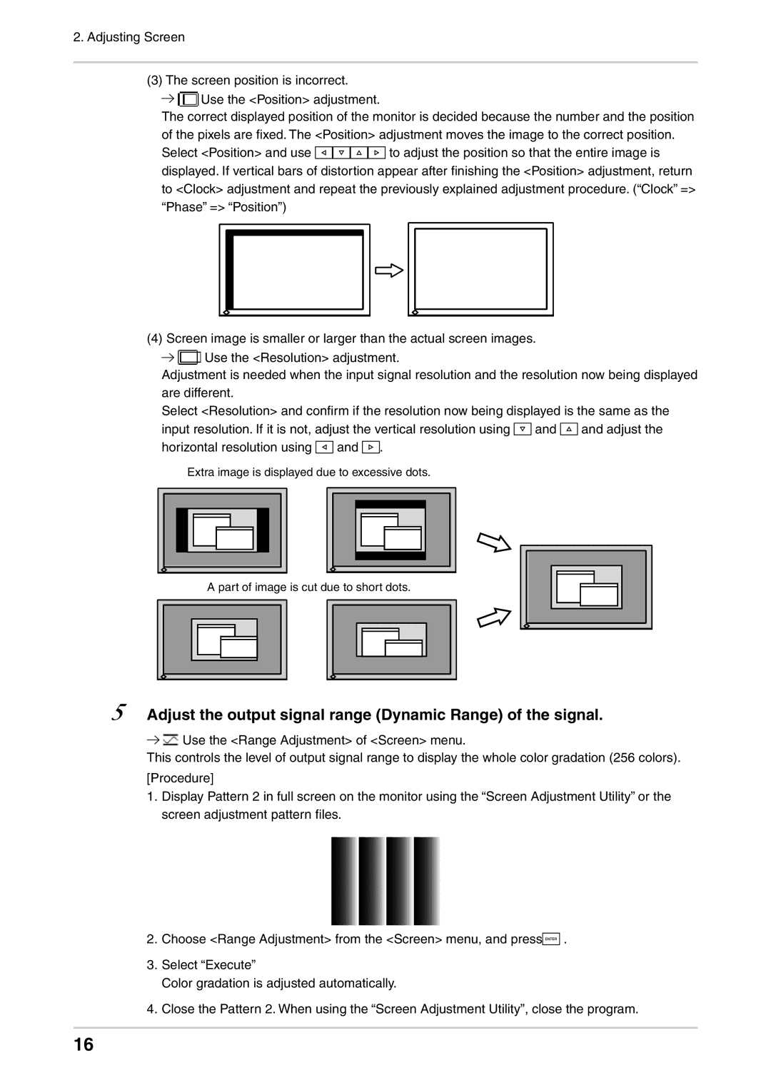 Eizo CG232W manual Adjust the output signal range Dynamic Range of the signal 