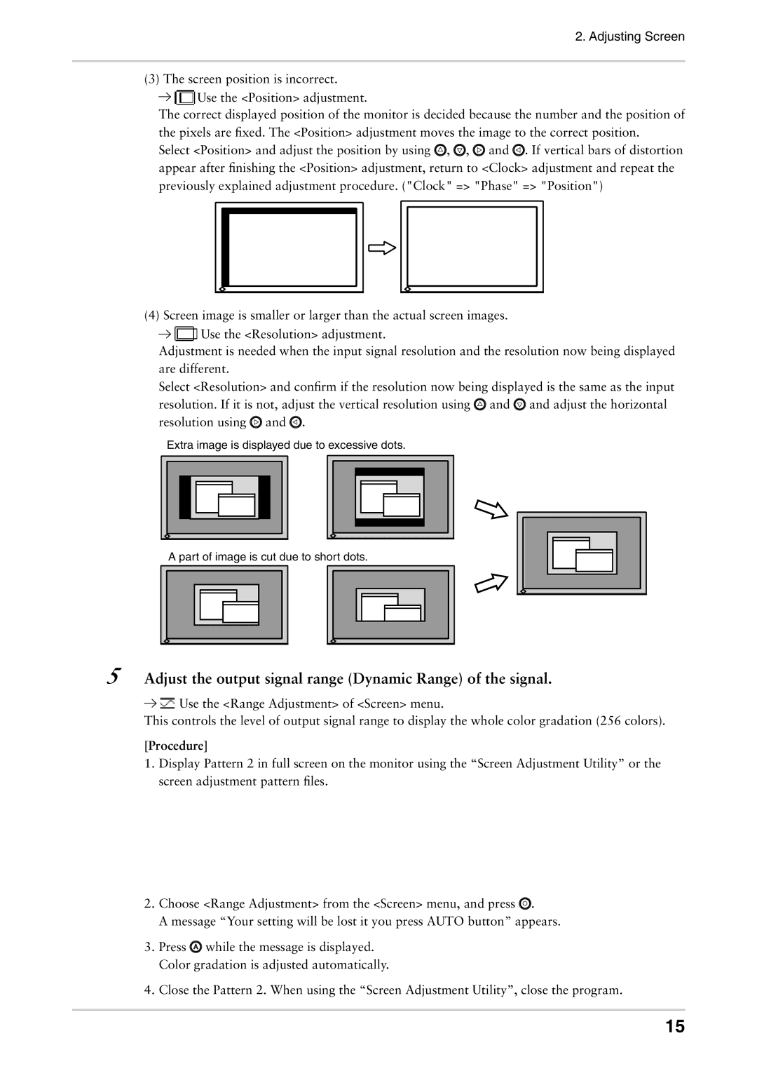 Eizo CG242W user manual Adjust the output signal range Dynamic Range of the signal 