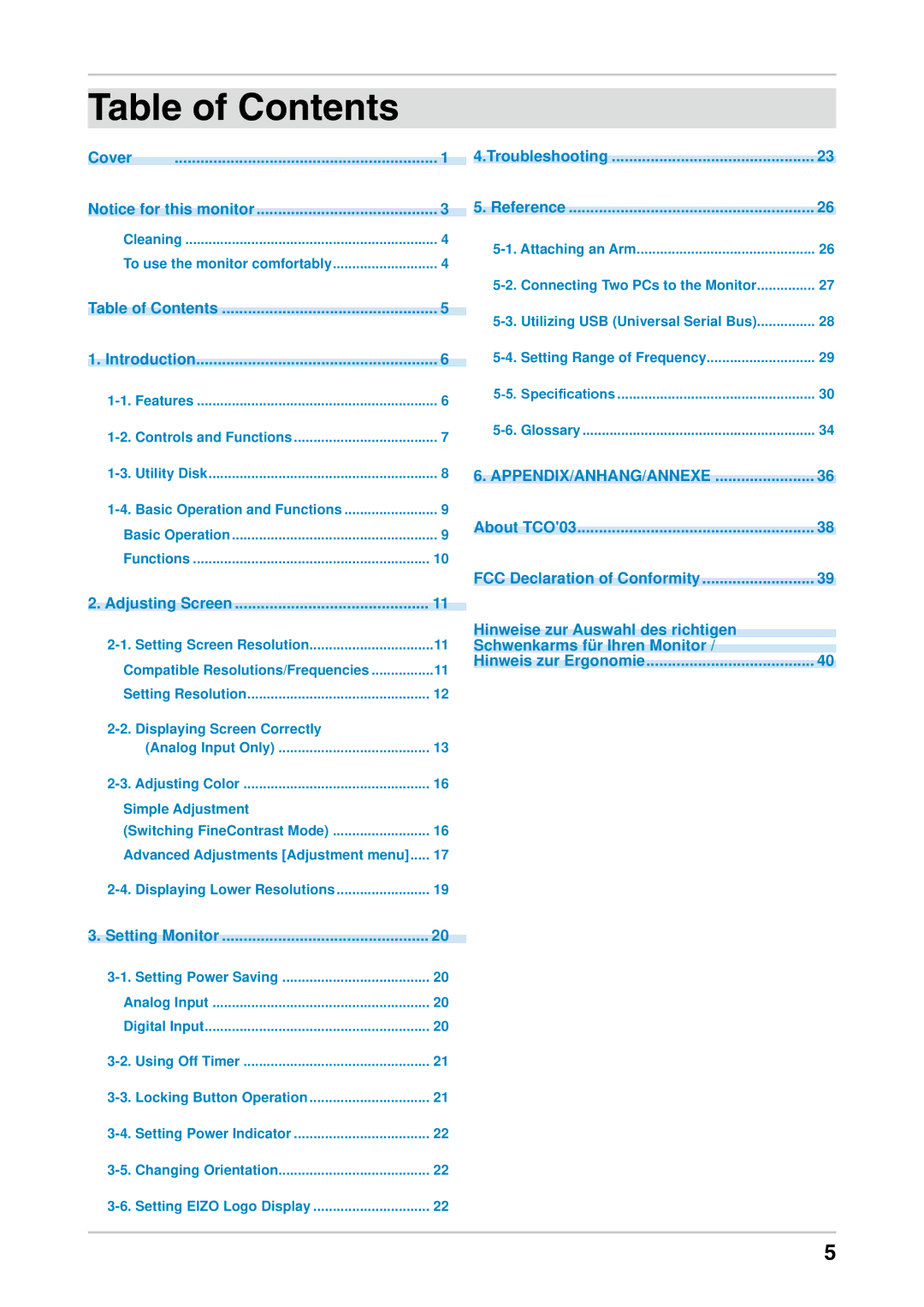 Eizo CG242W user manual Table of Contents 