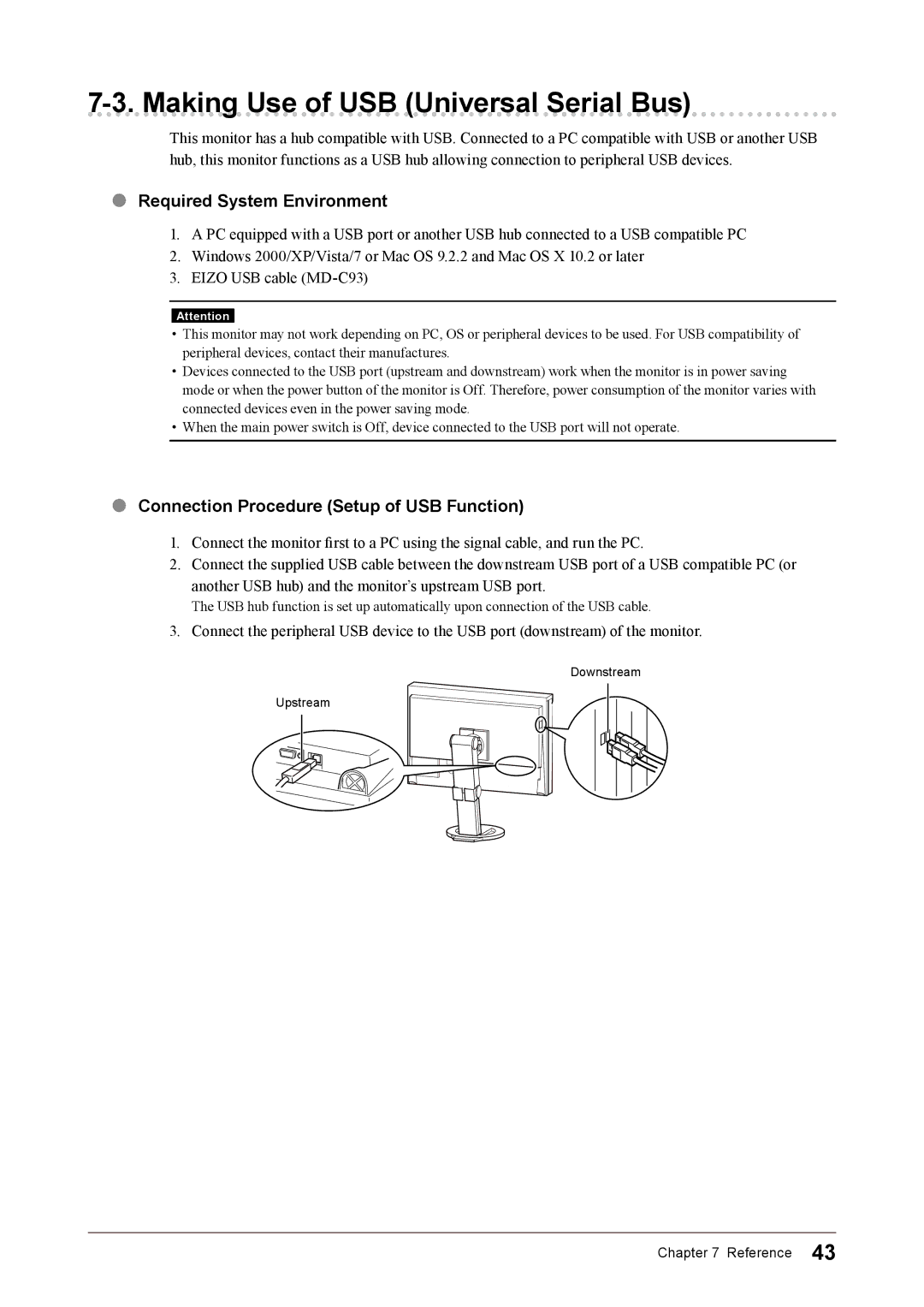 Eizo CG245W user manual Making Use of USB Universal Serial Bus, Required System Environment 