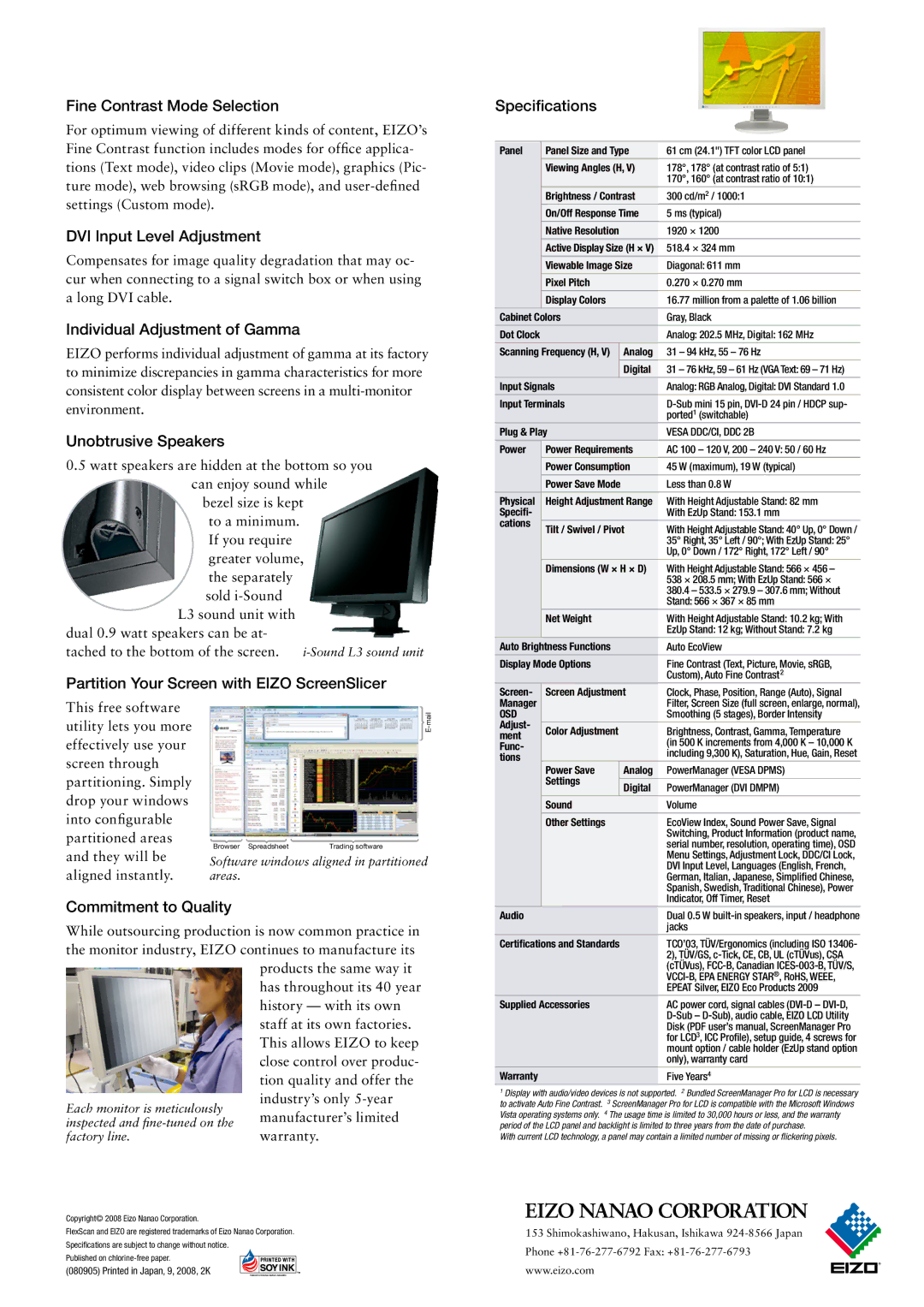 Eizo EV2411W manual Fine Contrast Mode Selection, DVI Input Level Adjustment, Individual Adjustment of Gamma 