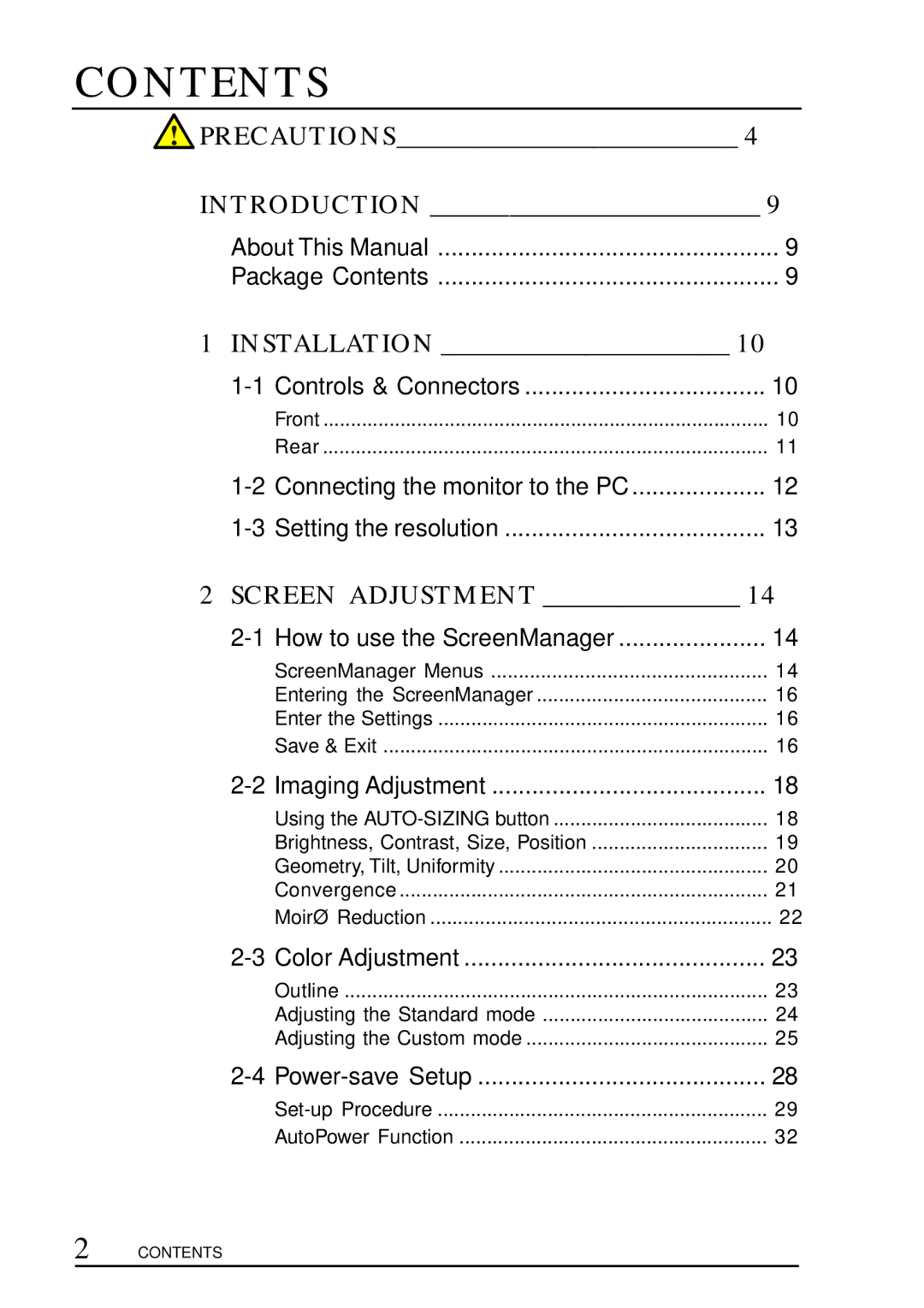 Eizo FX D7, F67, TX D7, T68 user manual Contents 