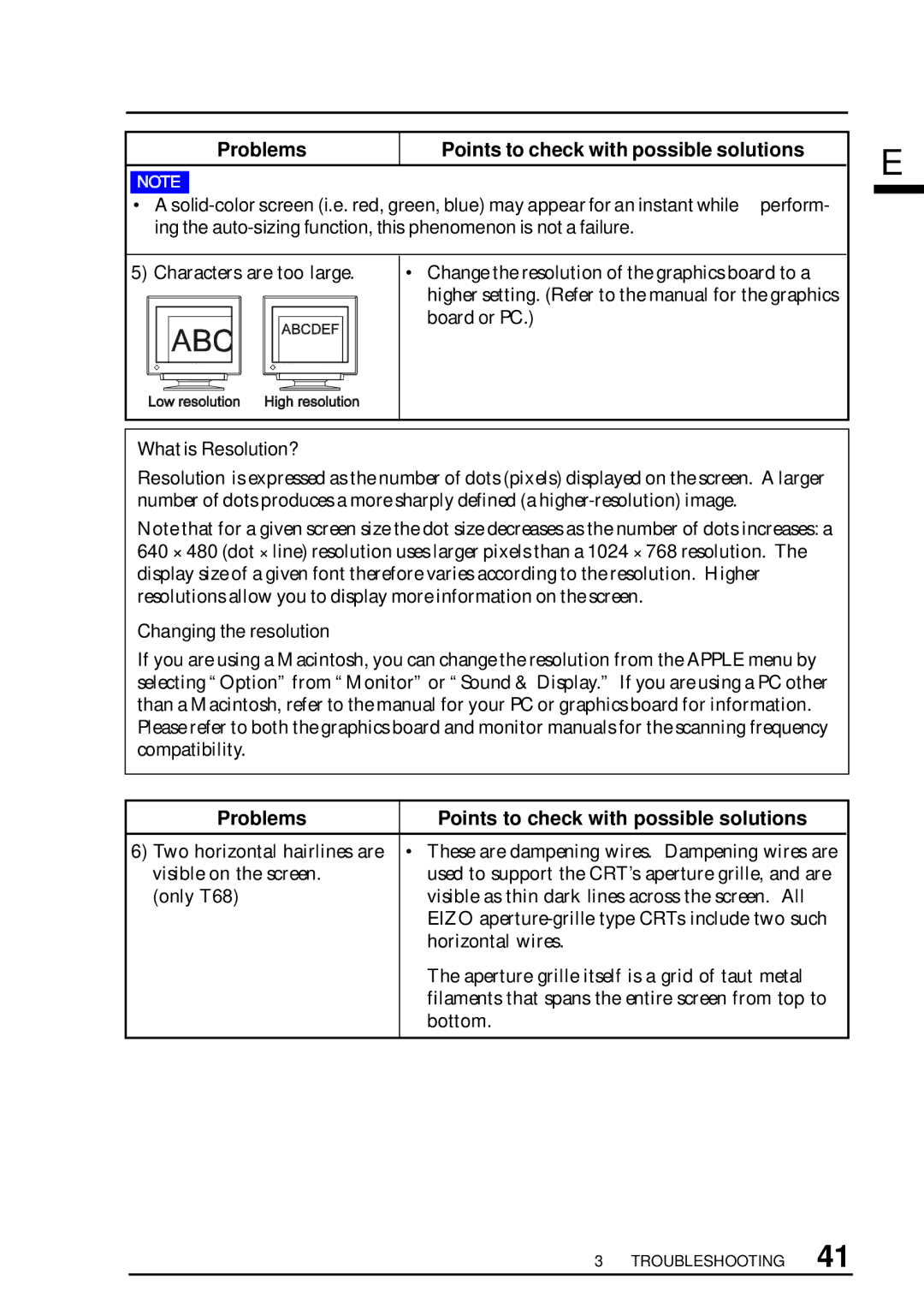 Eizo TX D7, F67, FX D7, T68 user manual What is Resolution?, Changing the resolution 