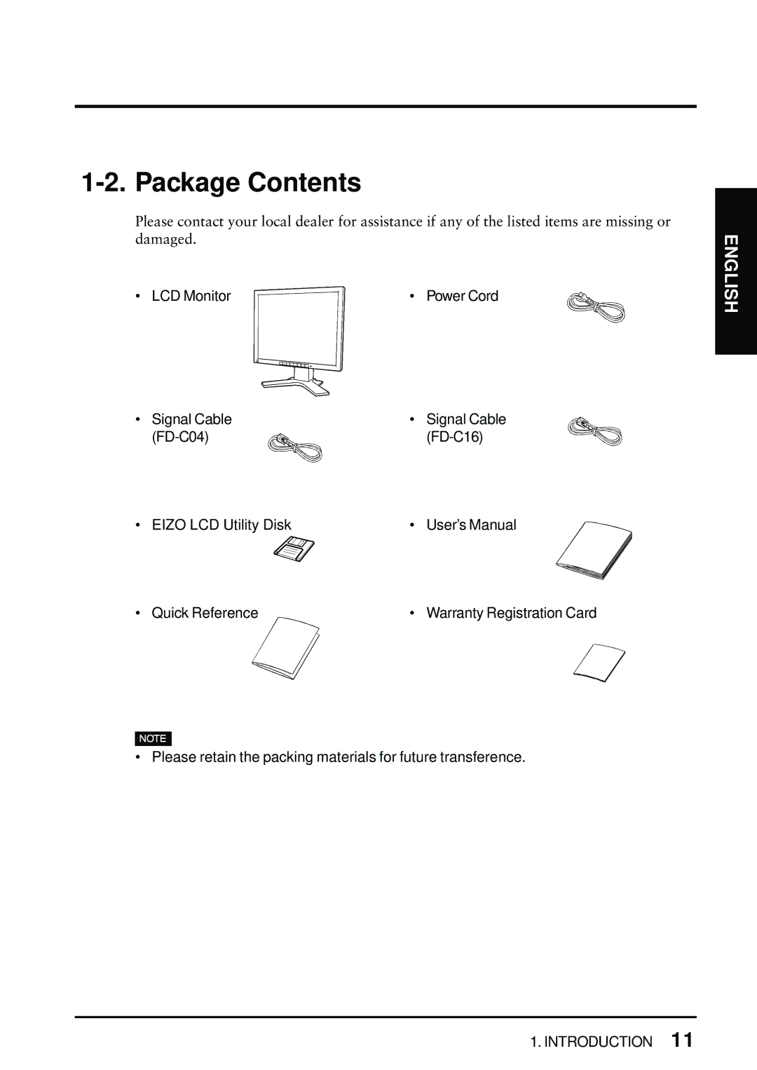 Eizo FlexScan L675 manual Package Contents 