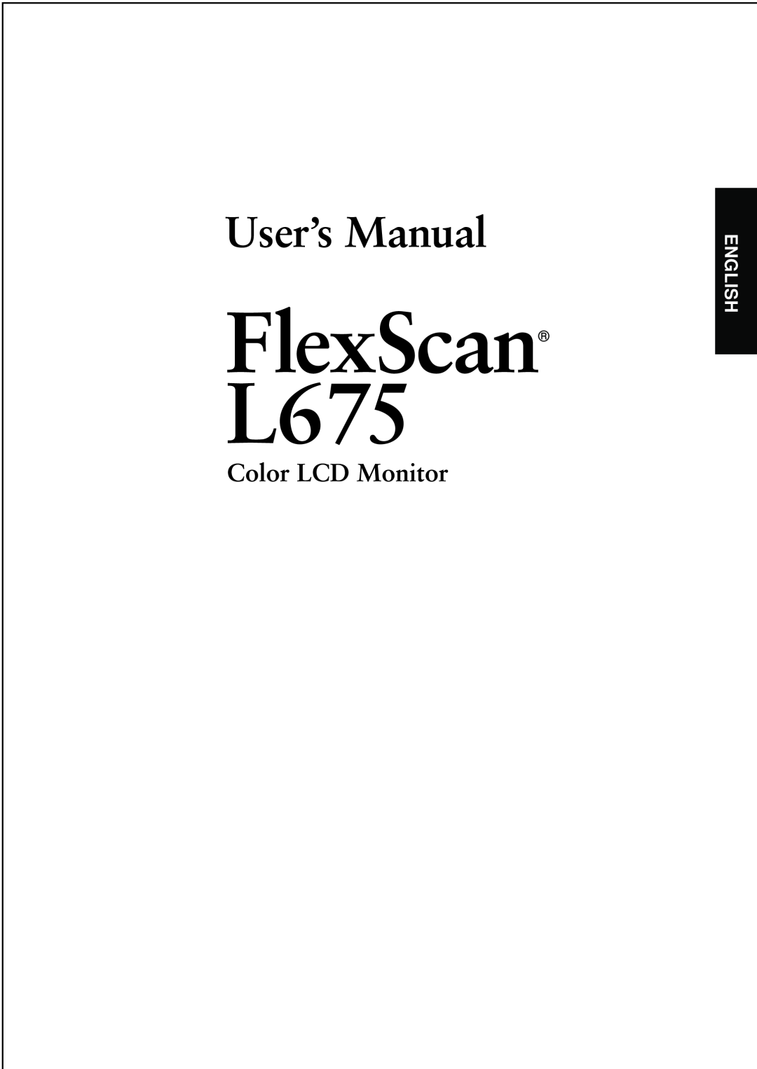 Eizo FlexScan L675 manual English 