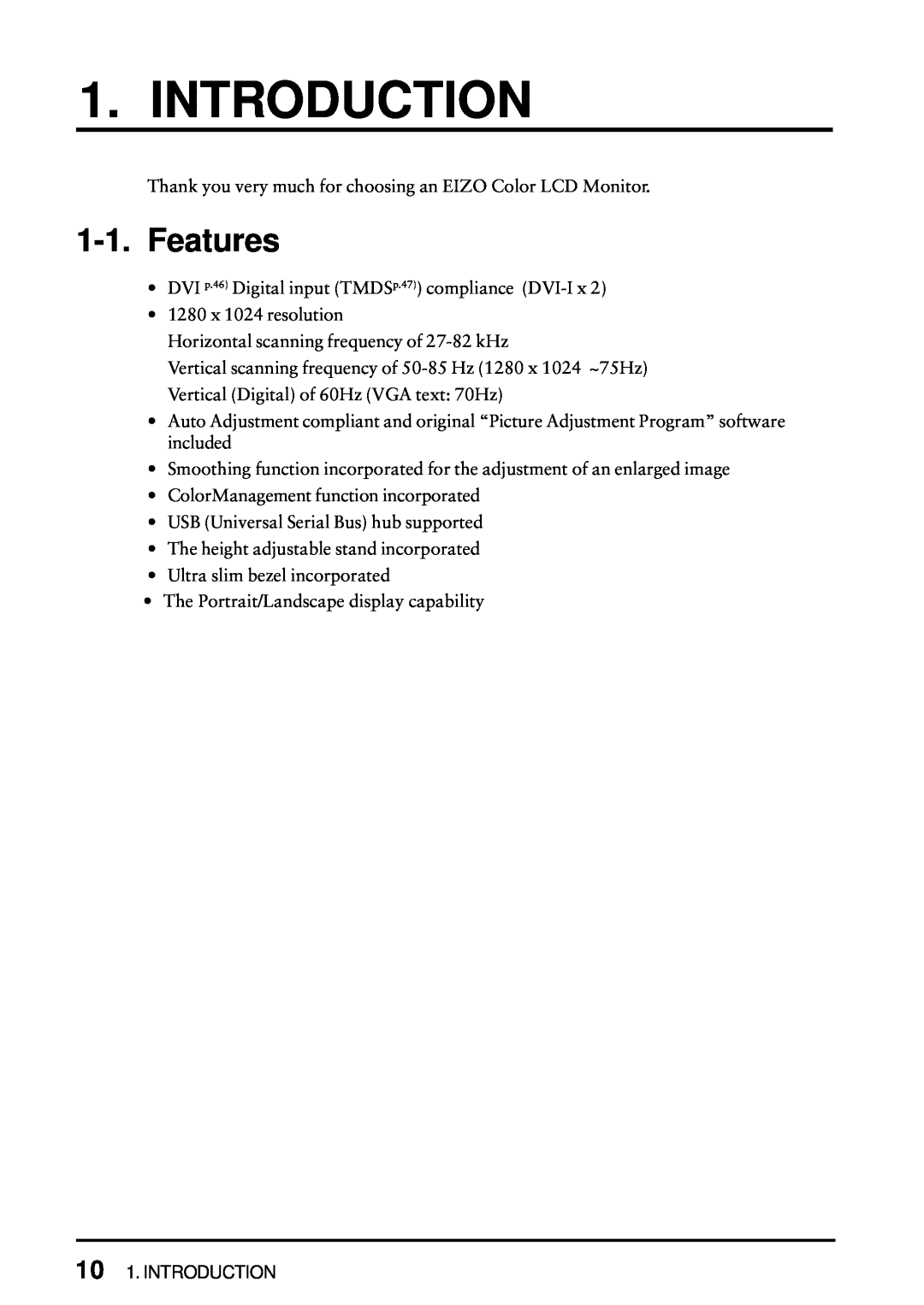 Eizo FlexScan L675 manual Introduction, Features 