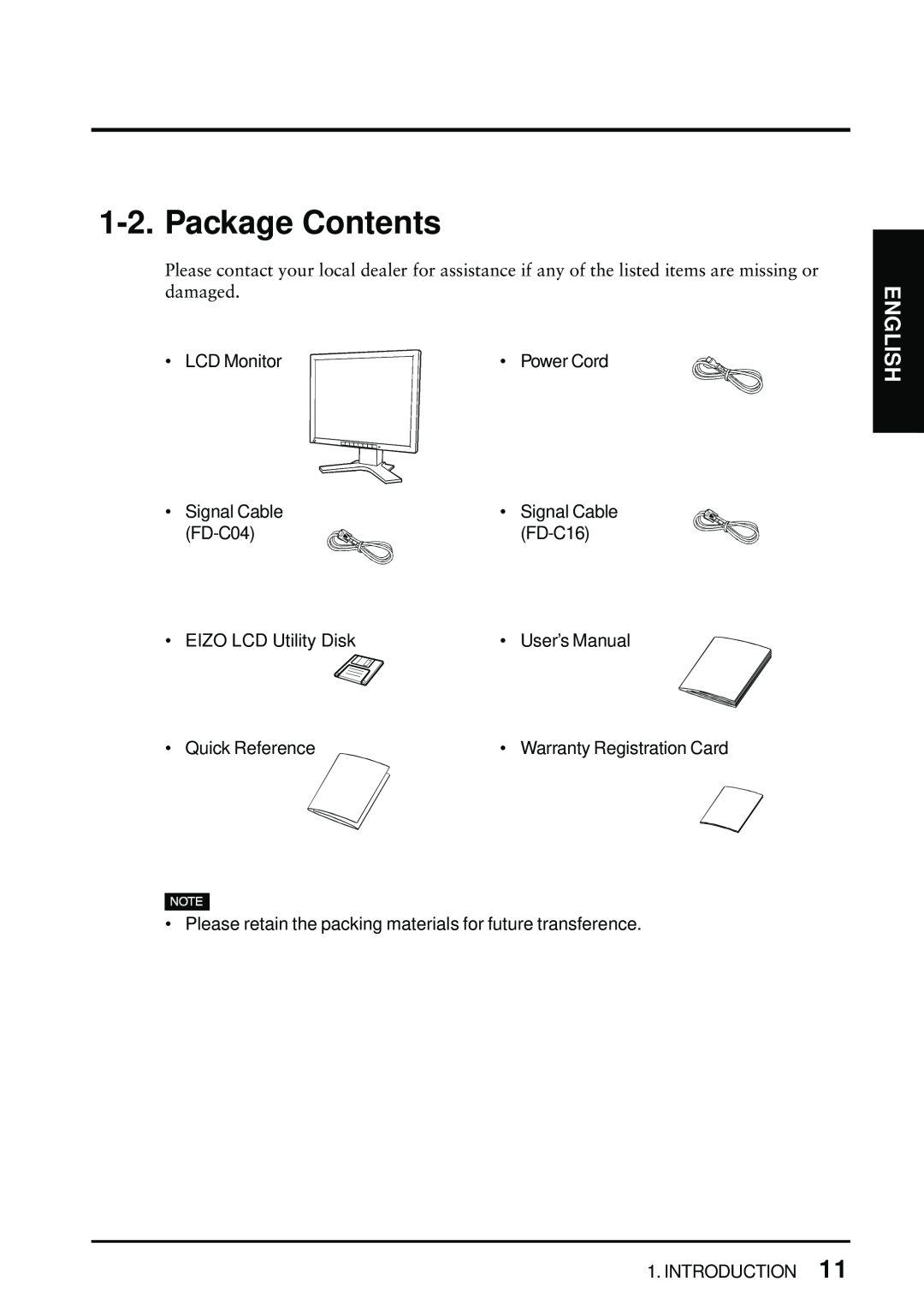 Eizo FlexScan L675 manual Package Contents, English, Warranty Registration Card 