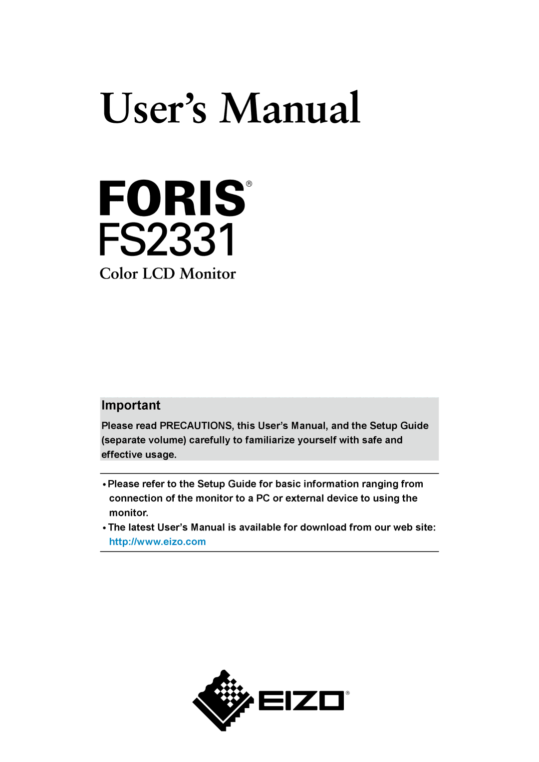 Eizo FS2331 user manual 