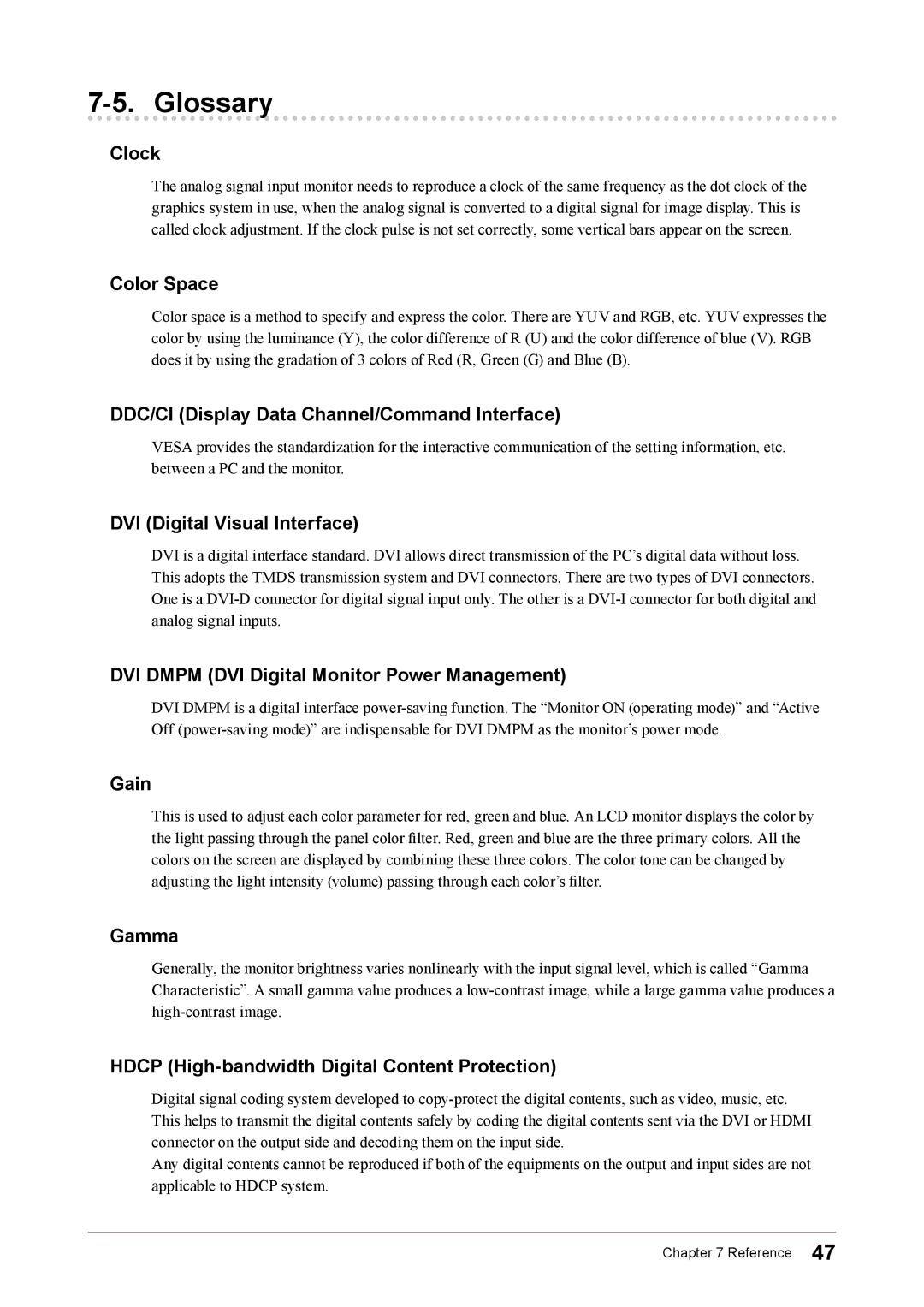 Eizo FS2332 user manual Glossary 