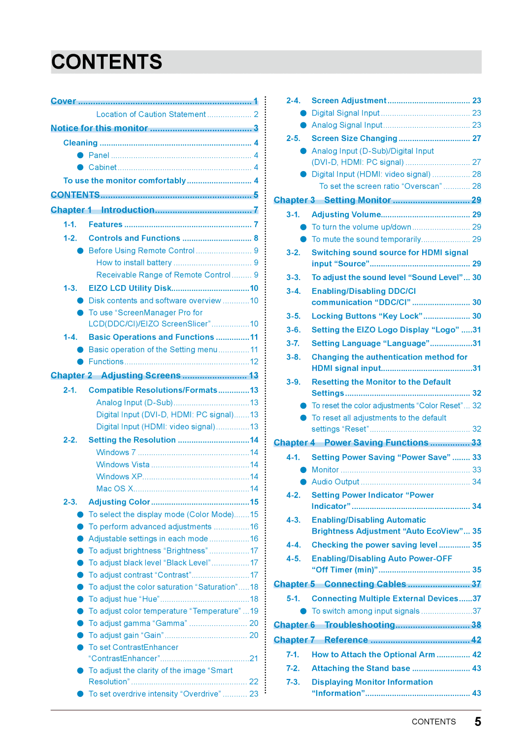 Eizo FS2332 user manual Contents 