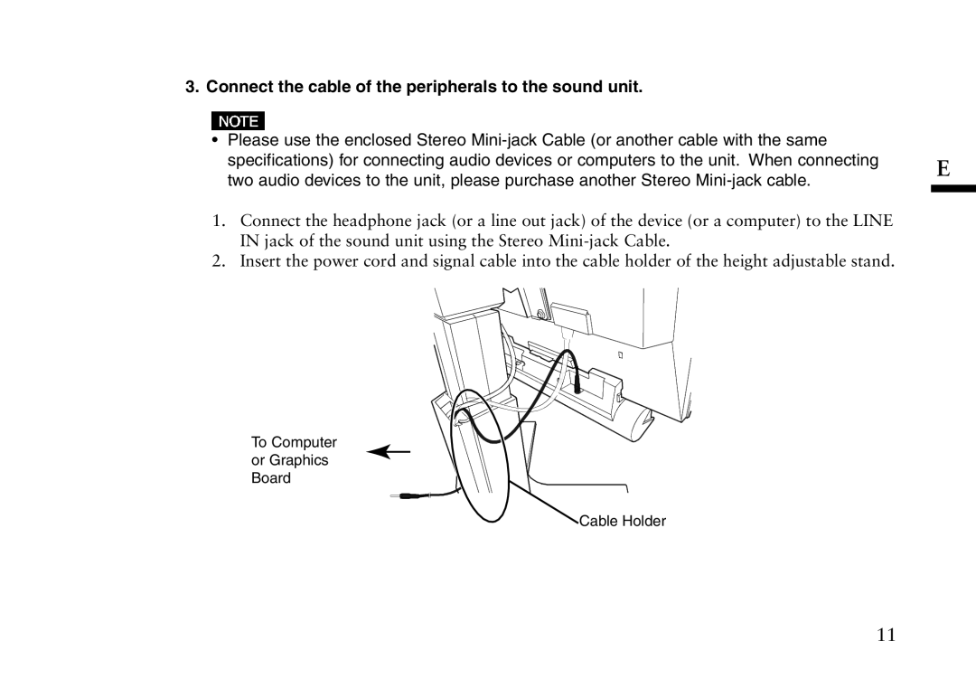 Eizo iSound L2 manual Connect the cable of the peripherals to the sound unit 