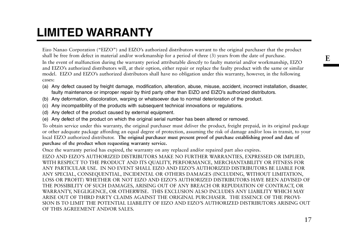 Eizo iSound L2 manual Limited Warranty 