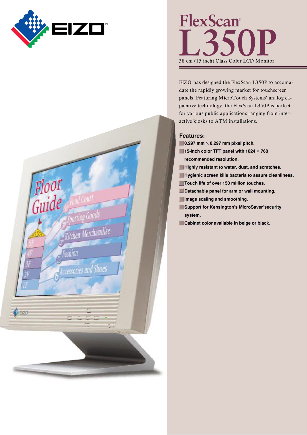 Eizo L350P manual Features 