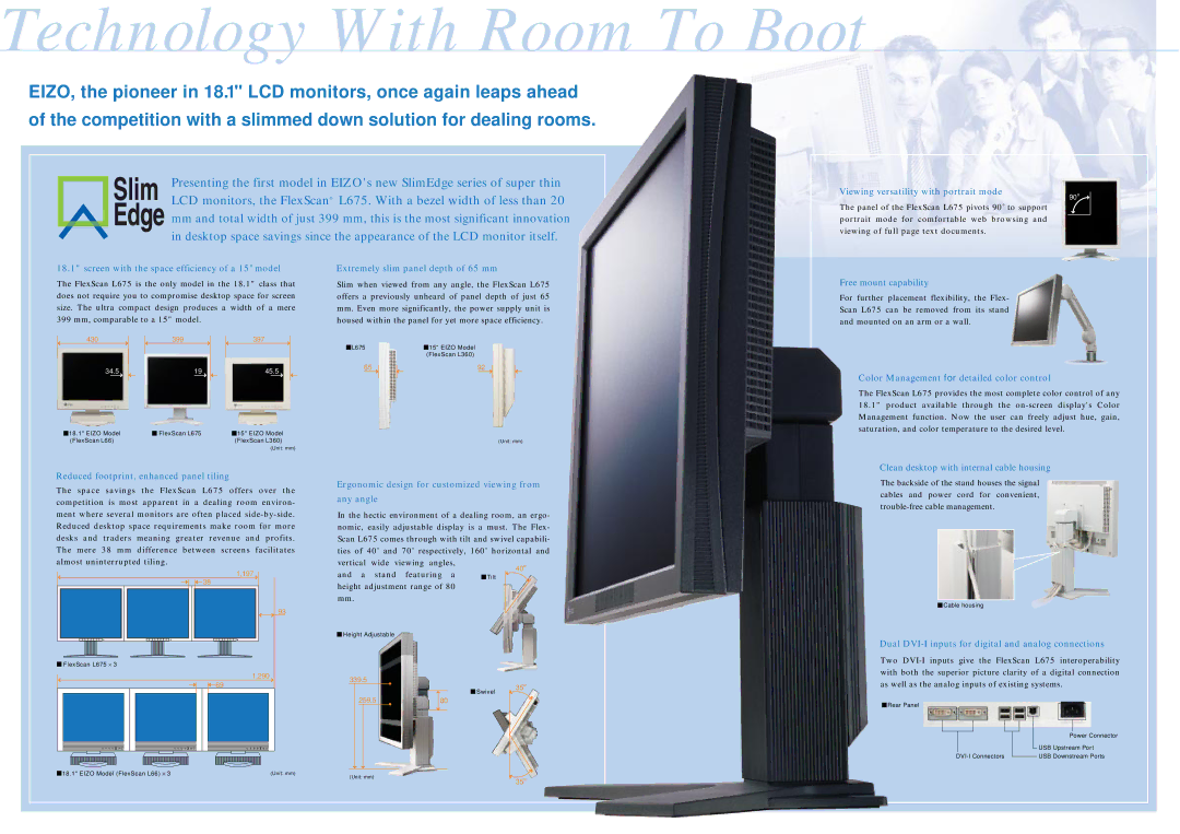 Eizo L675 Reduced footprint, enhanced panel tiling, Free mount capability, Color Management for detailed color control 