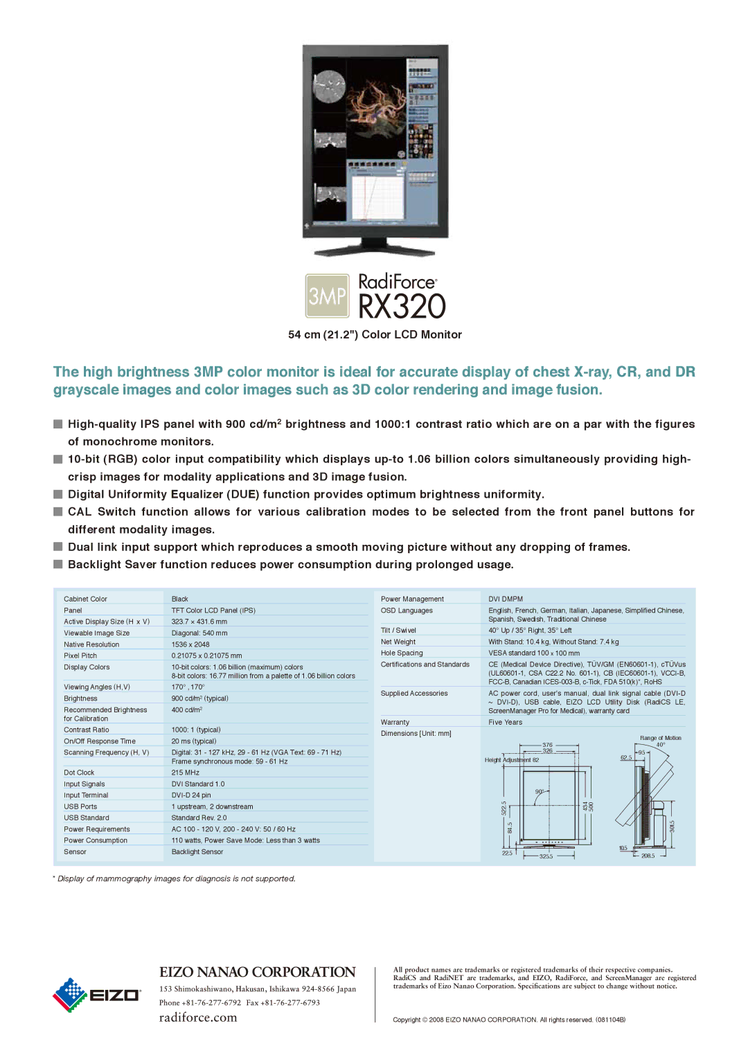 Eizo RX320 manual DVI Dmpm 