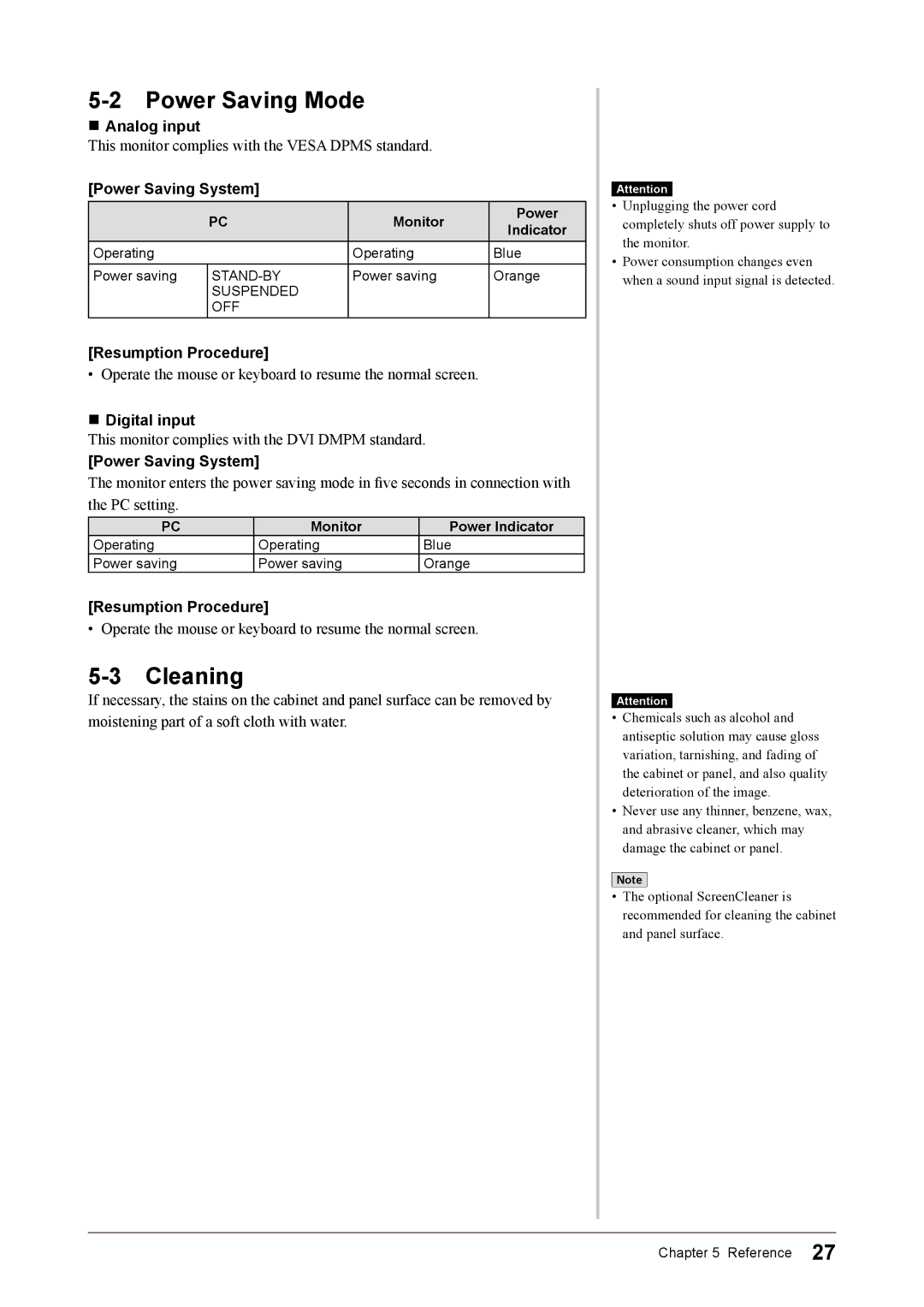 Eizo S1932 manual Power Saving Mode, Cleaning 