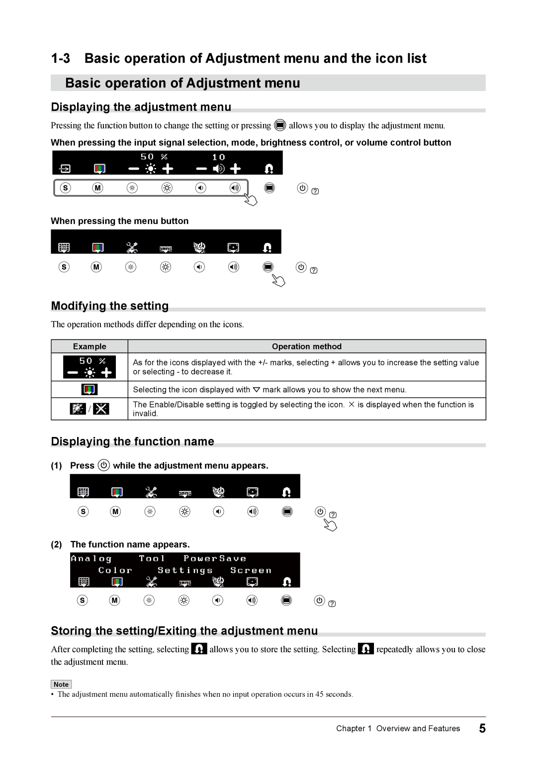 Eizo S1932 manual Example Operation method, Or selecting to decrease it 