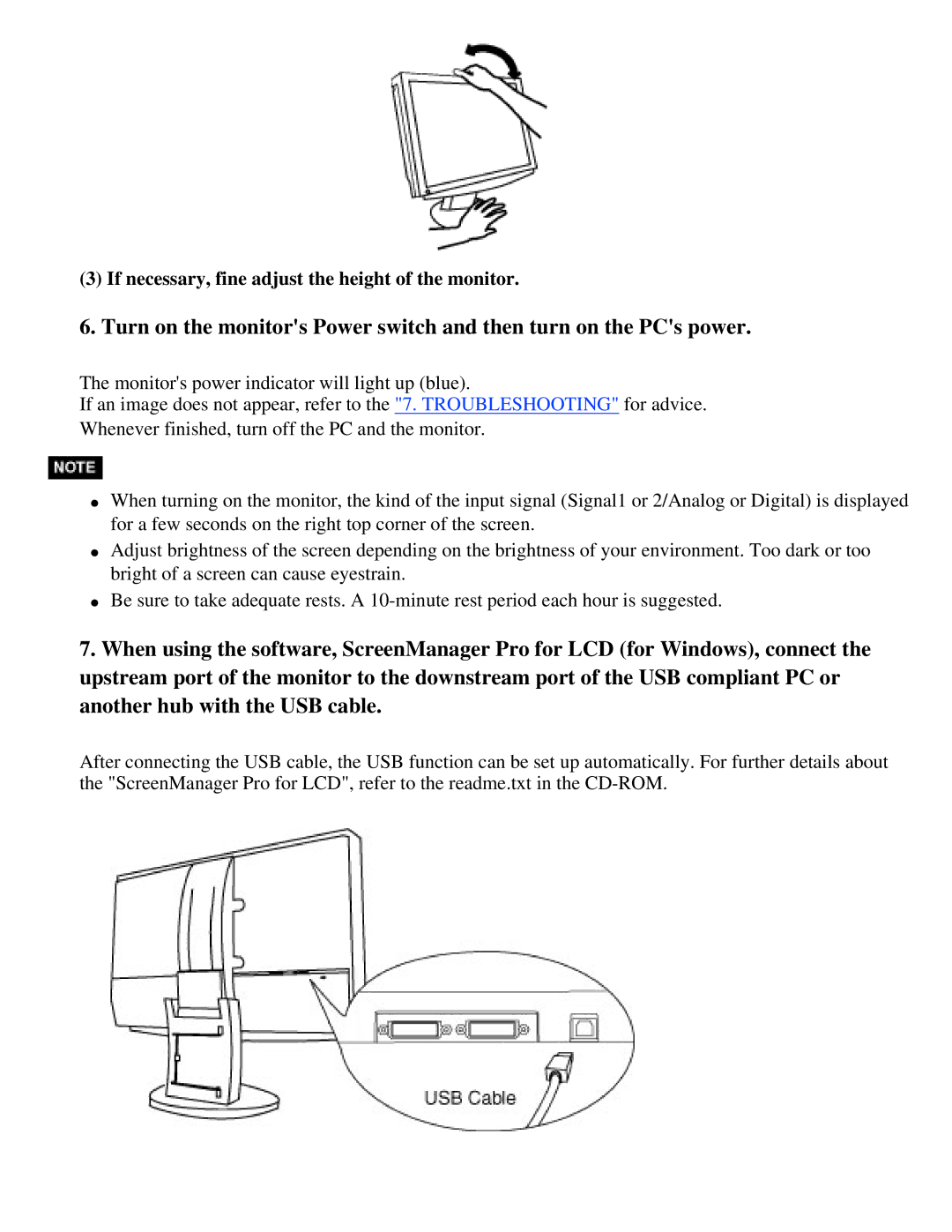 Eizo S2410W specifications If necessary, fine adjust the height of the monitor 