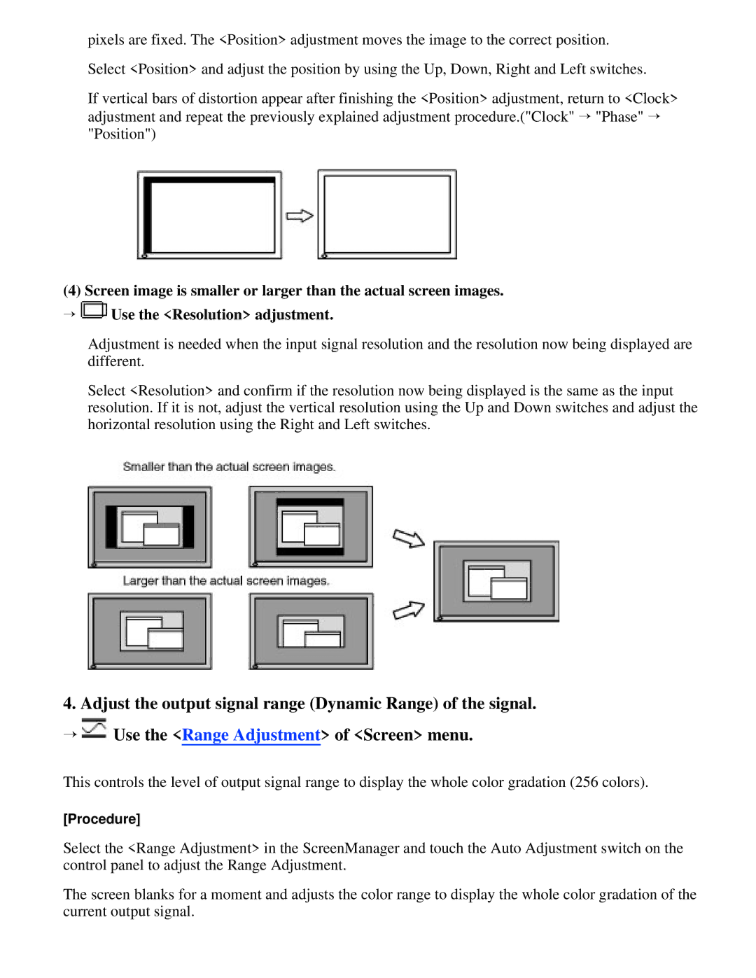 Eizo S2410W specifications Procedure 