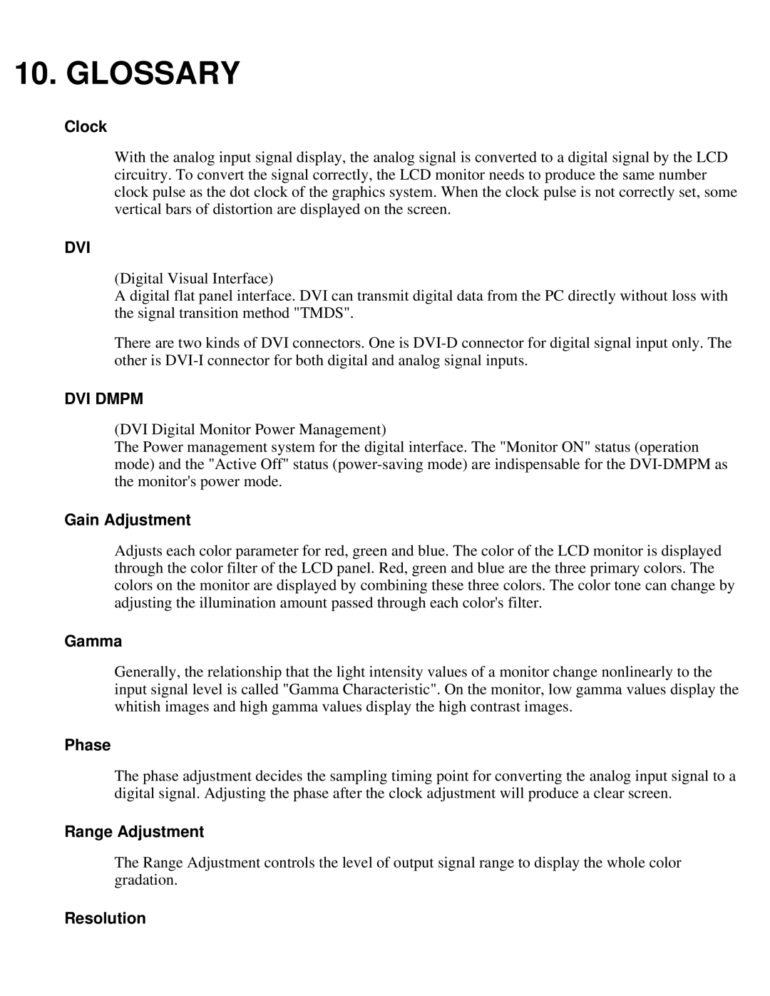 Eizo S2410W specifications Glossary 