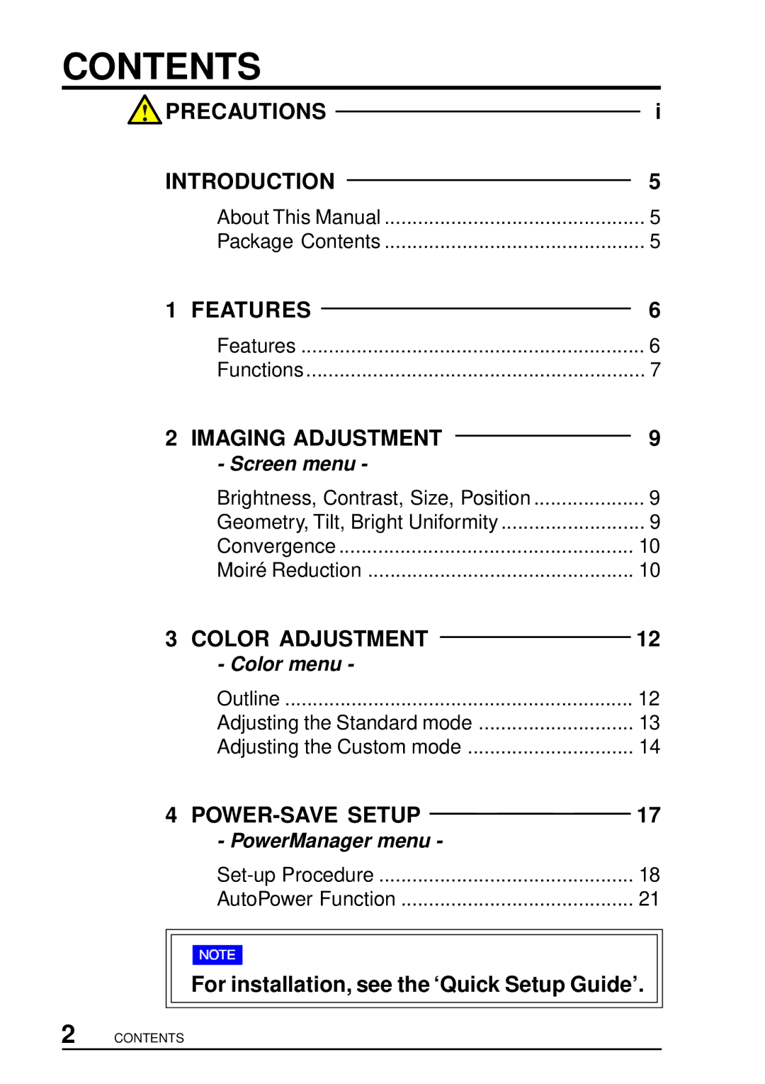 Eizo T57S manual Contents 