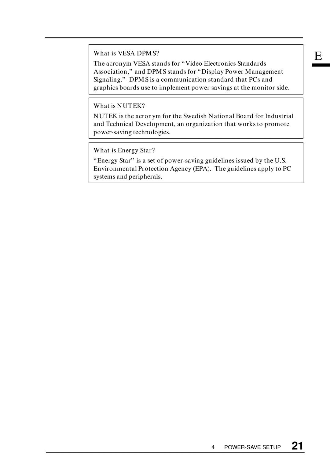 Eizo T57S manual What is Vesa DPMS?, What is NUTEK?, What is Energy Star? 