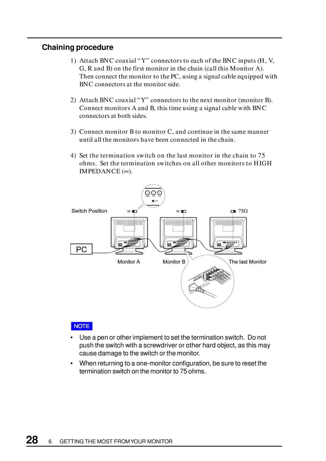 Eizo T57S manual Chaining procedure 