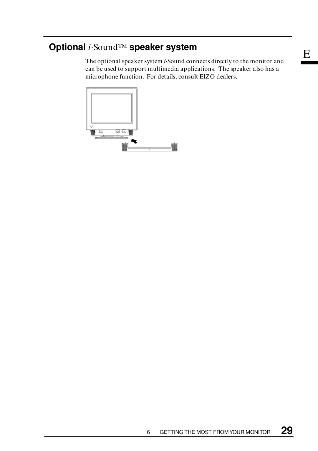 Eizo T57S manual Optional i·Sound speaker system 