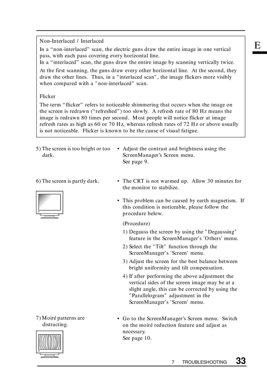 Eizo T57S manual Non-Interlaced / Interlaced, Flicker 