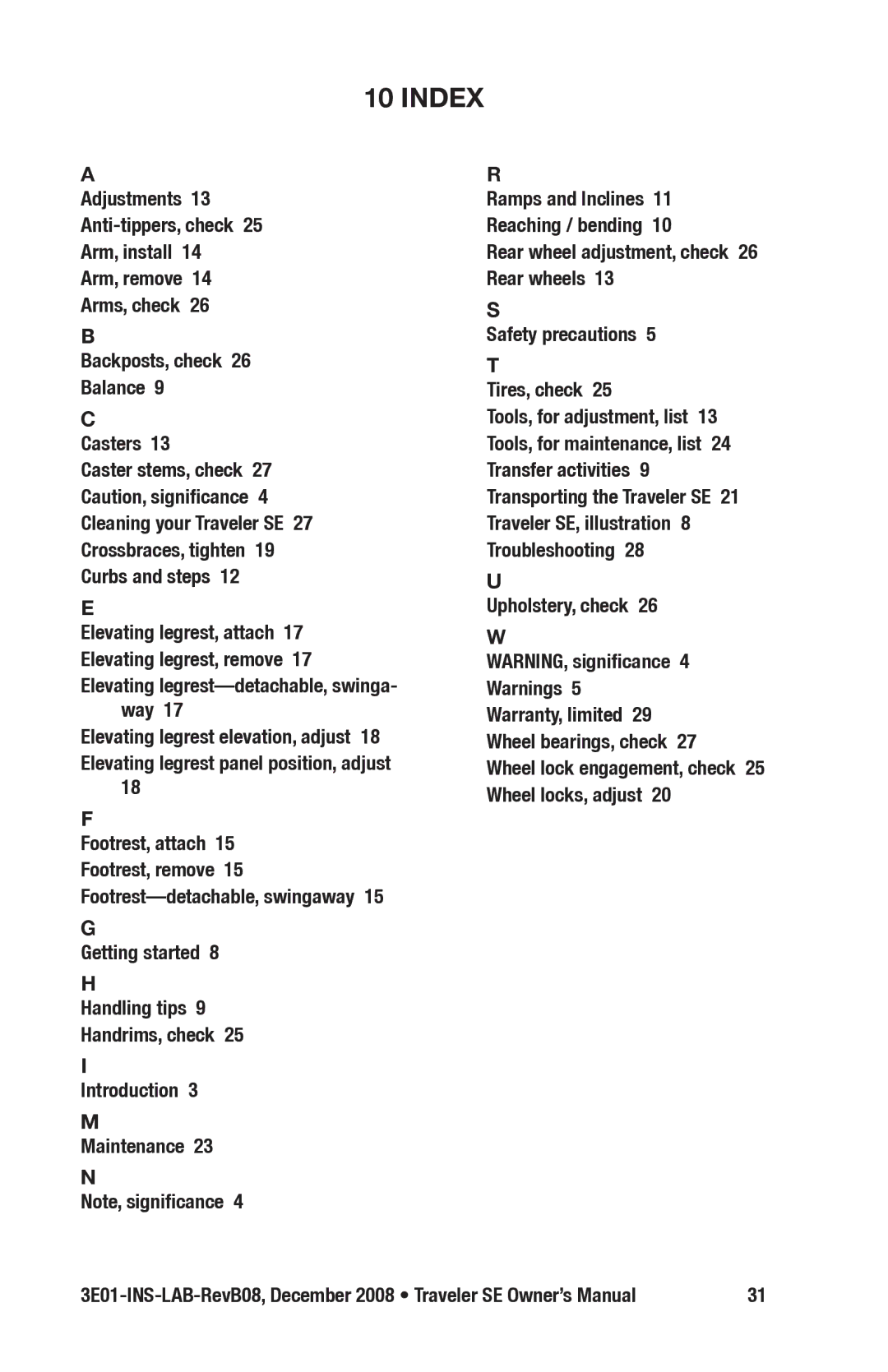 E&J 3E01-INS-LAB-REVB08 manual Index 