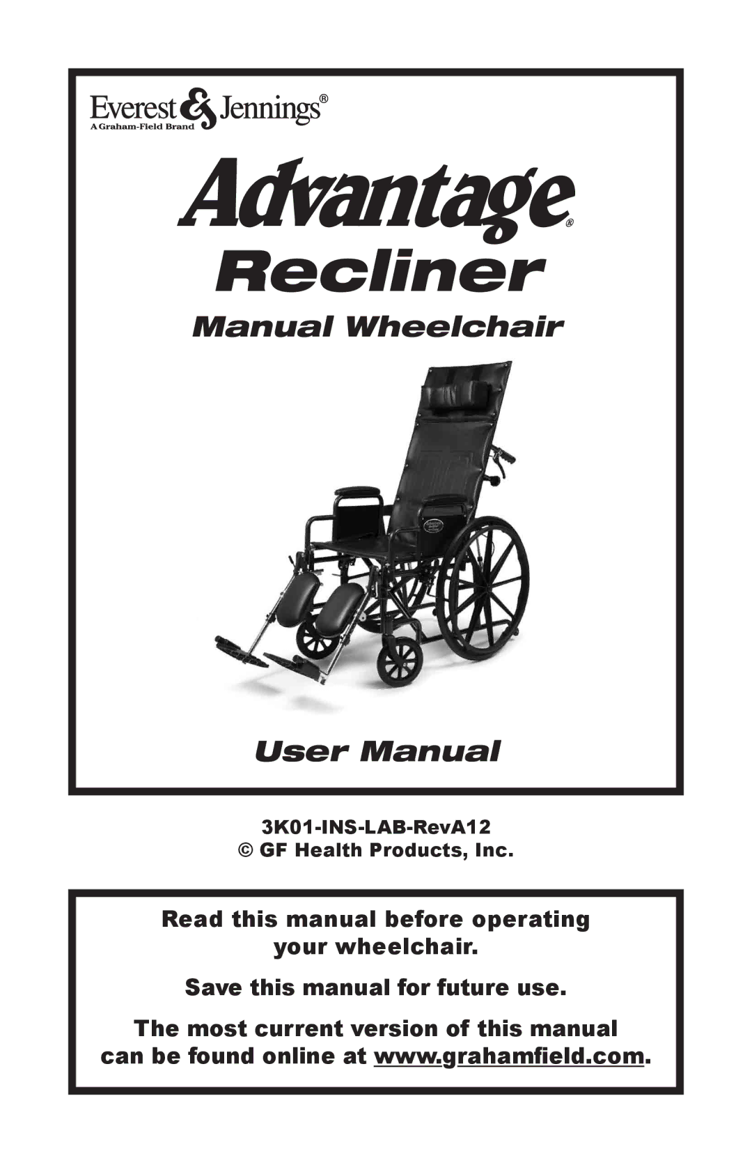 E&J 3K01-INS-LAB-RevA12 manual Recliner 