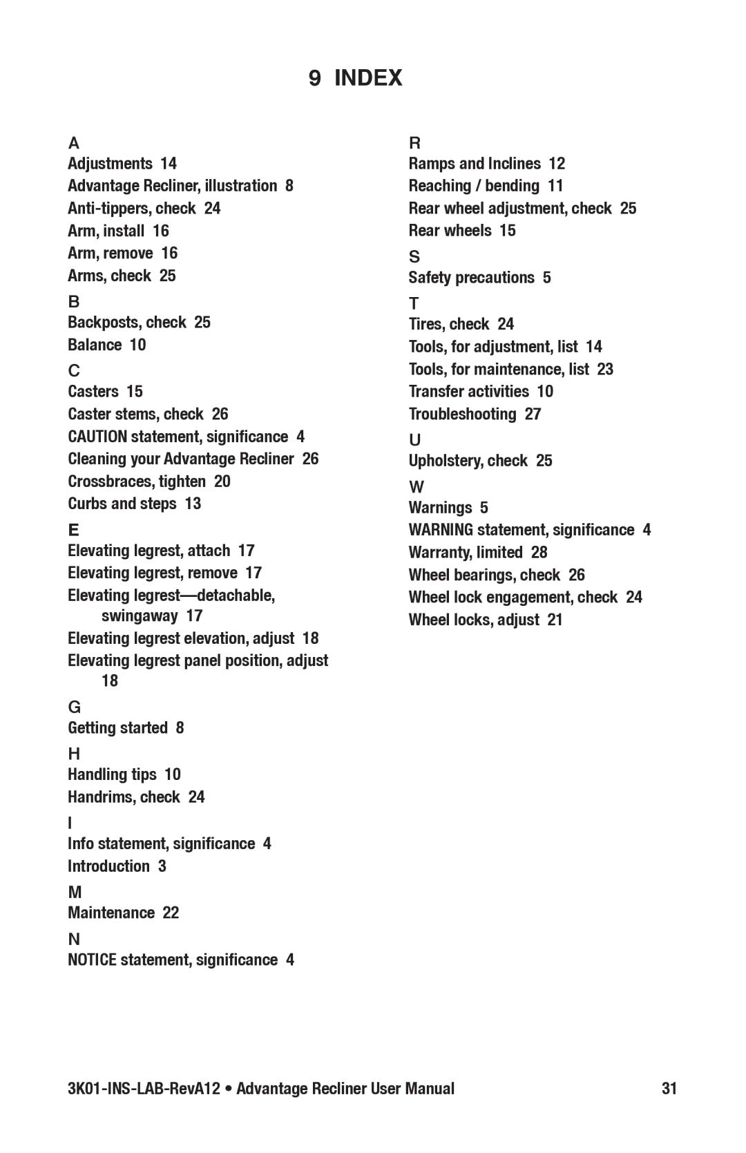 E&J 3K01-INS-LAB-RevA12 manual Index 