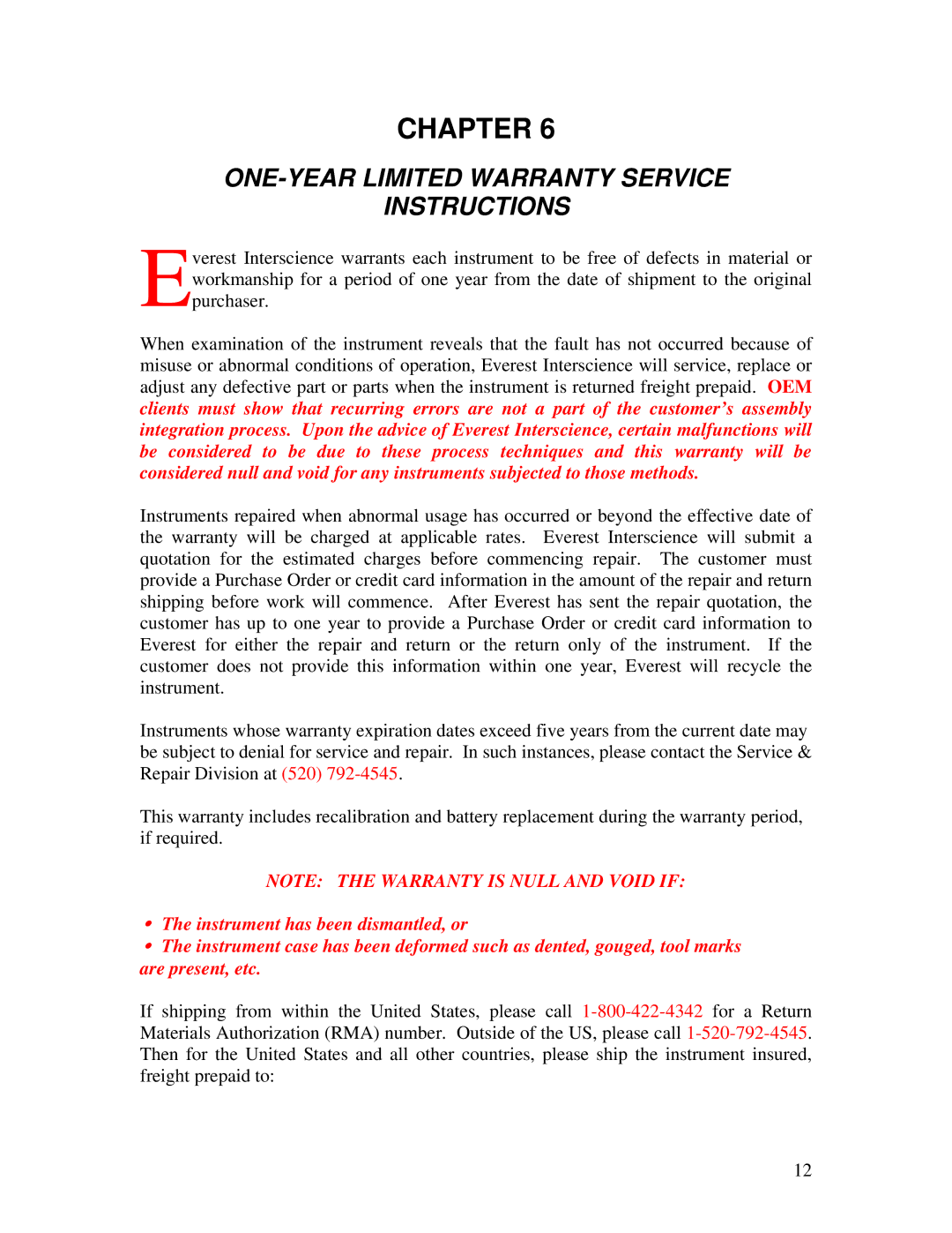 E&J 6110.4ZL manual ONE-YEAR Limited Warranty Service Instructions 