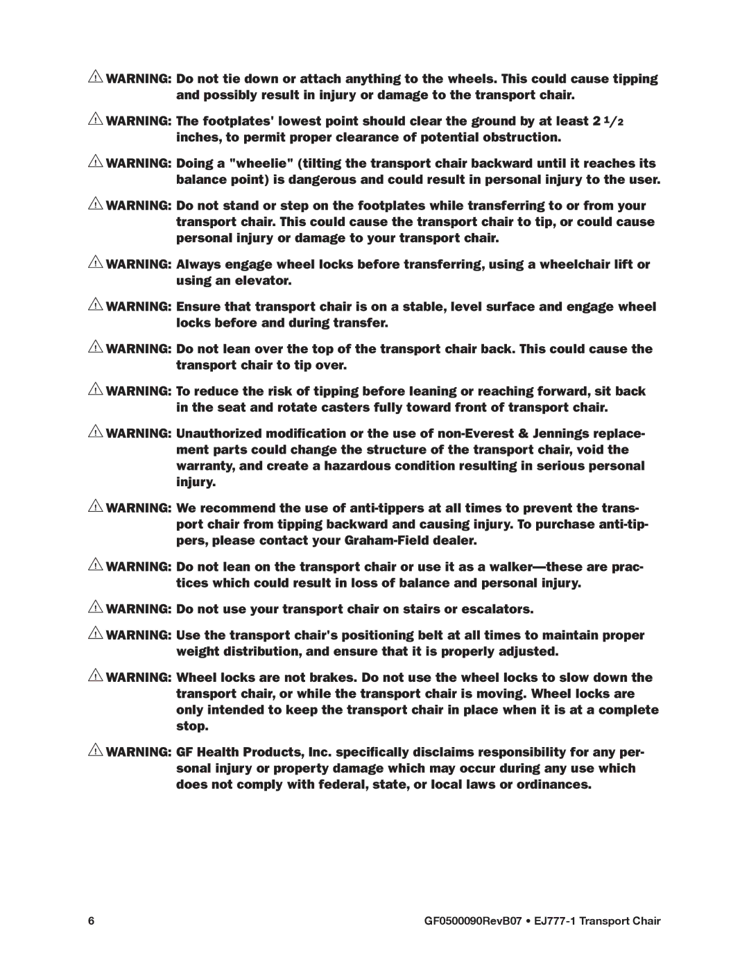 E&J EJ777-1 manual Weight distribution, and ensure that it is properly adjusted 