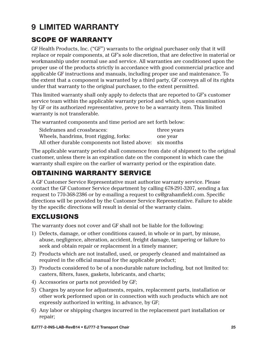 E&J EJ777-2 manual Limited Warranty, Scope of Warranty, Obtaining Warranty Service, Exclusions 