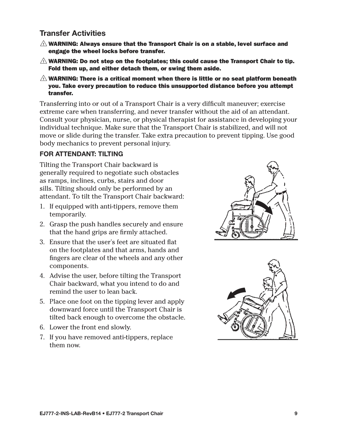 E&J EJ777-2 manual Transfer Activities 