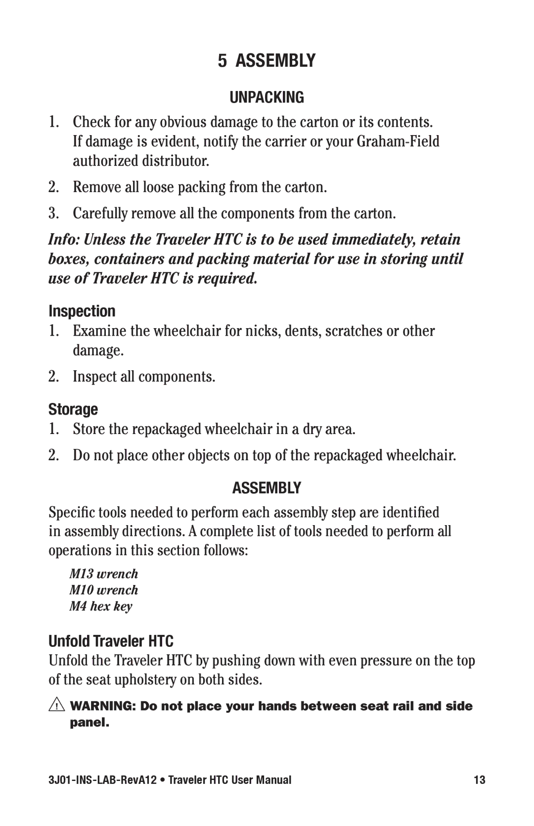 E&J Traveler HTC manual ASSeMBLy 