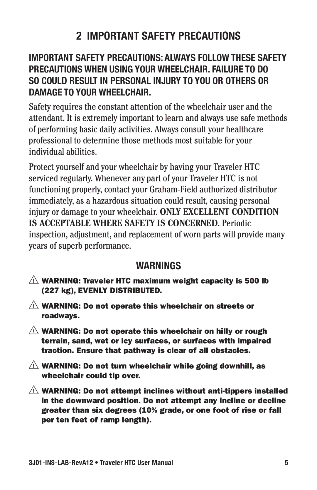 E&J Traveler HTC manual IMpoRTANT SAfeTy pReCAUTIoNS 