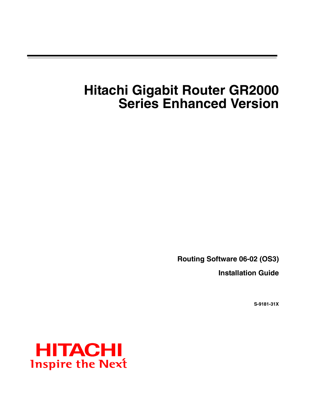 ELAN Home Systems manual Hitachi Gigabit Router GR2000 Series Enhanced Version 