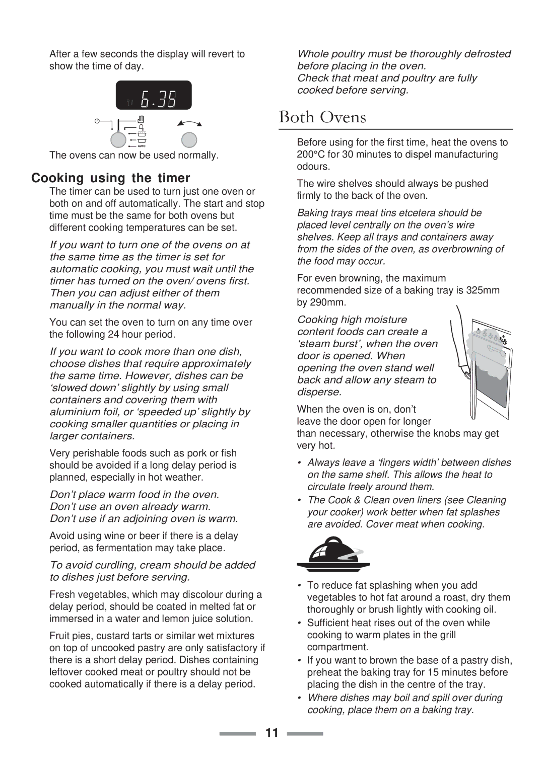 ELAN Home Systems U102110-07 manual Both Ovens, Cooking using the timer 