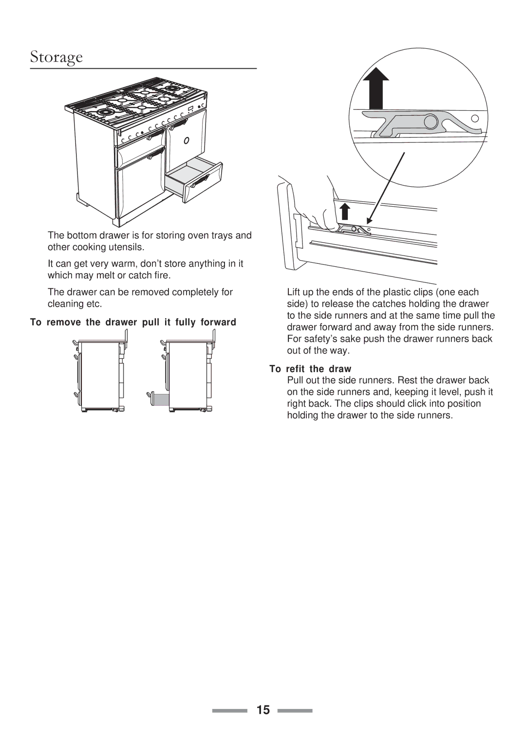 ELAN Home Systems U102110-07 manual Storage, To remove the drawer pull it fully forward, To refit the draw 