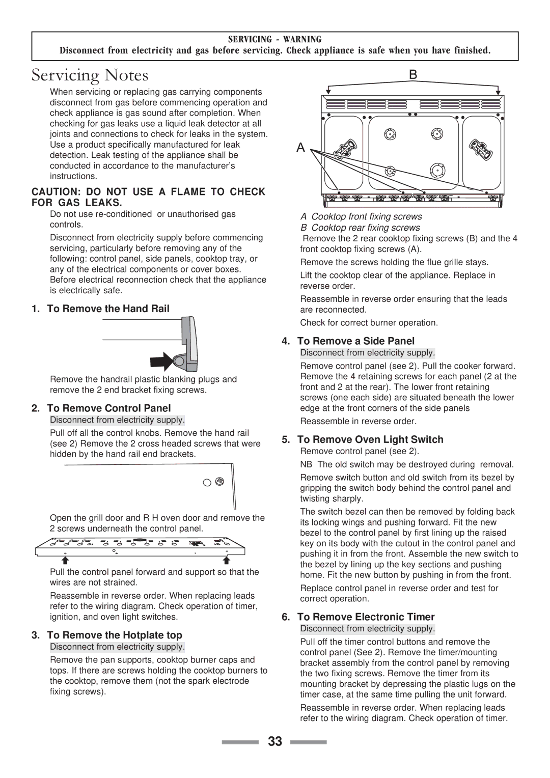 ELAN Home Systems U102110-07 manual Servicing Notes 