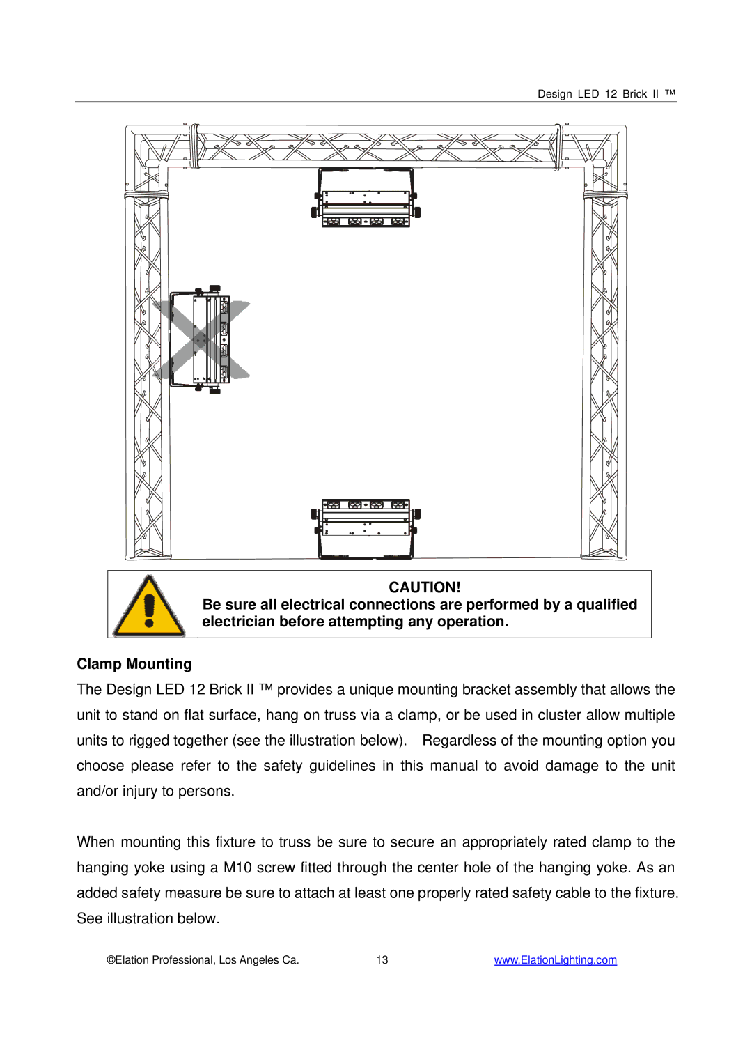Elation Professional 12 Brick II manual Design LED 12 Brick 