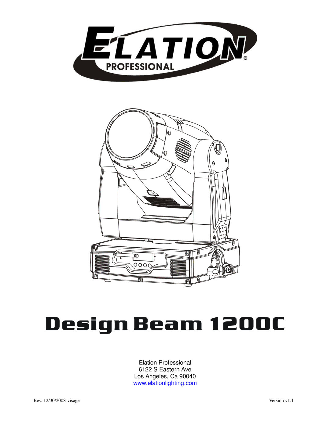 Elation Professional 1200C manual REV /30/2008-VISAGE 