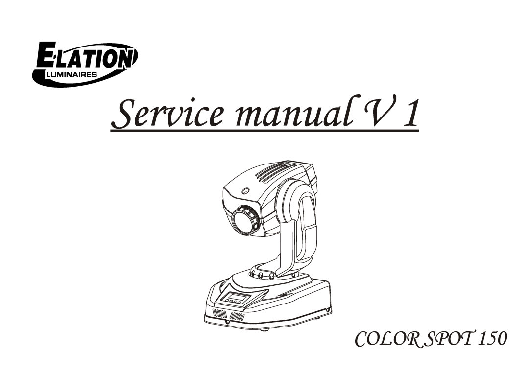 Elation Professional 150 service manual Color Spot 