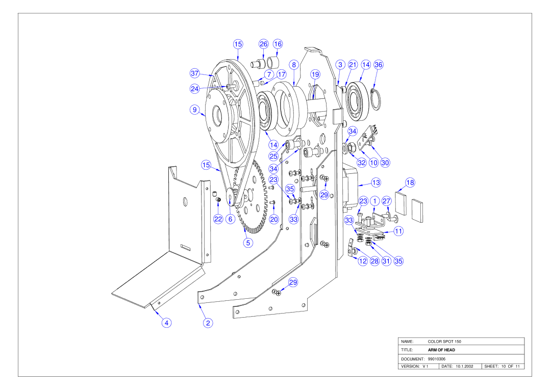 Elation Professional 150 service manual ARM of Head 