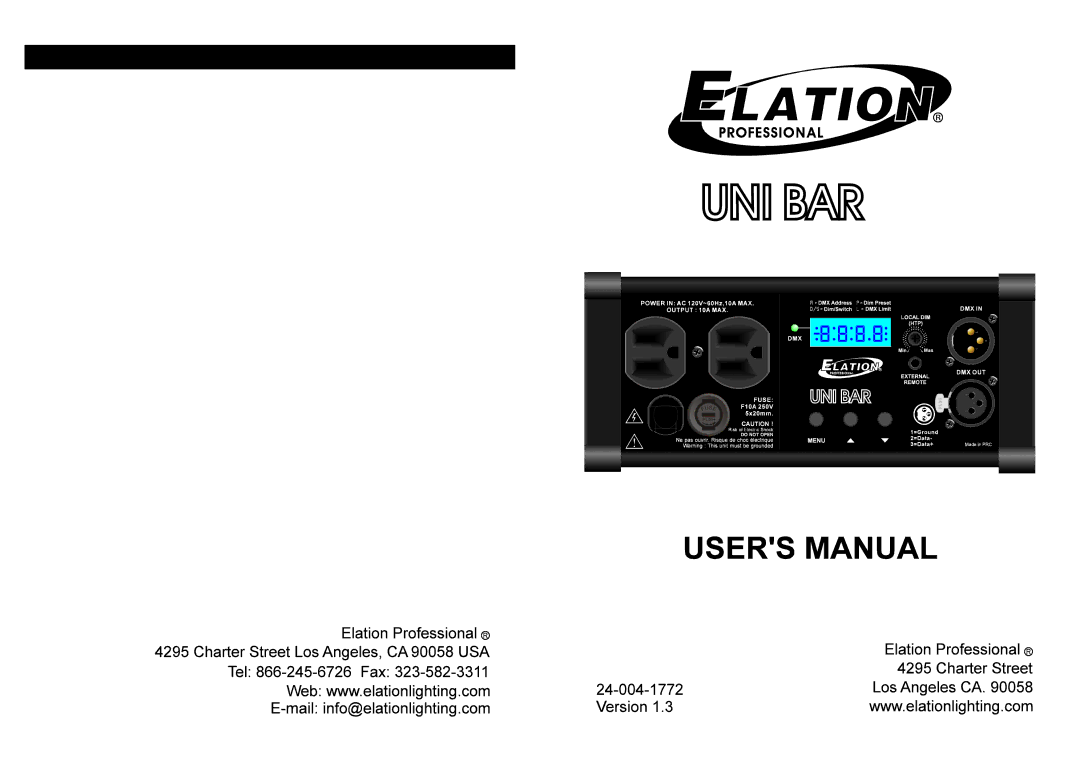 Elation Professional 24-004-1772 manual 