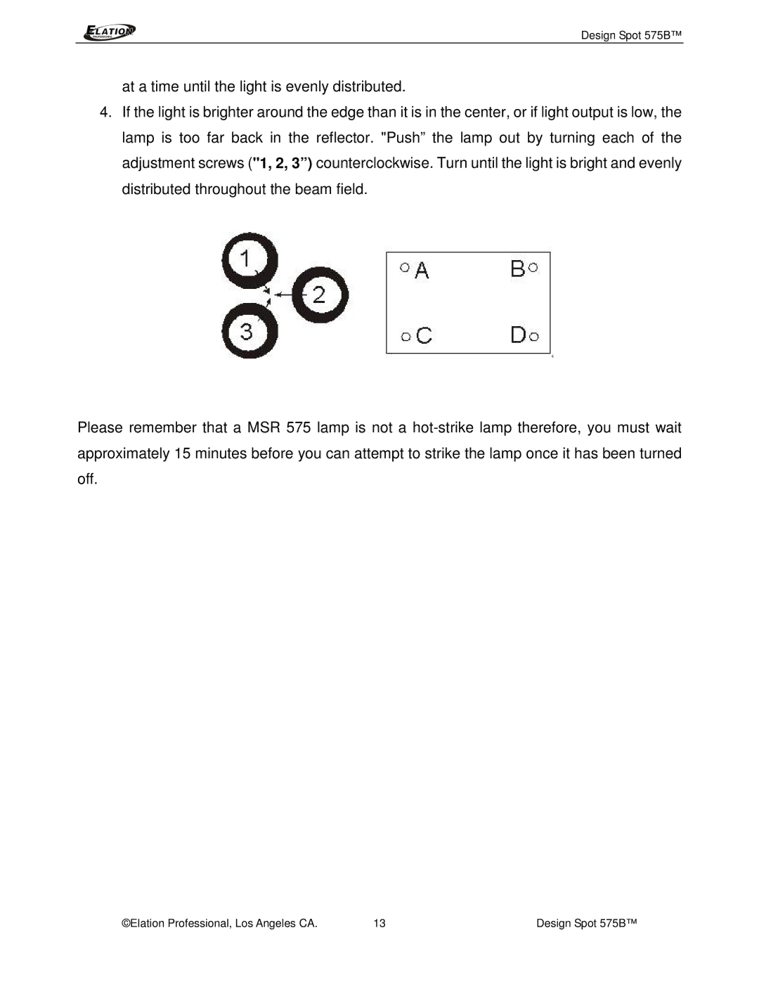 Elation Professional manual Design Spot 575B 