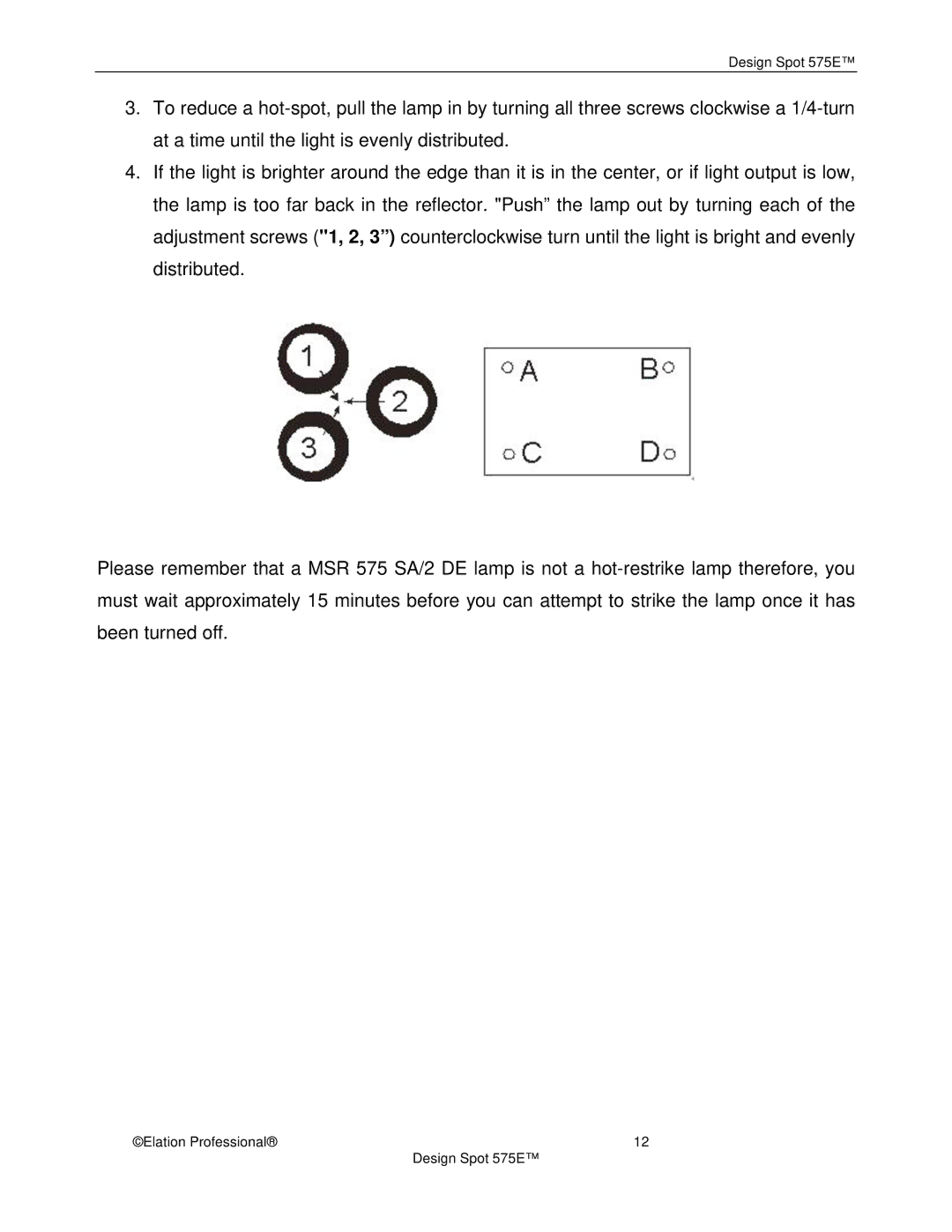 Elation Professional manual Design Spot 575E 