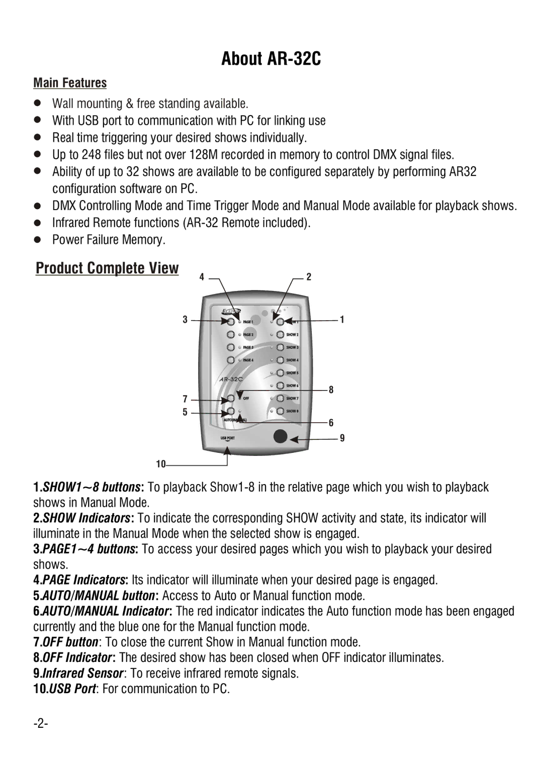 Elation Professional AR-32C.AR-32, AR-32P user manual About AR-32C, Product Complete View 